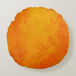 Abstraktes Mosaik Orange: helles Glanz Rundes Kissen