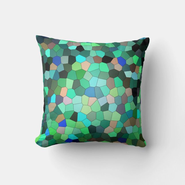 Abstraktes Mosaik Peacock Feather Cushion Kissen (Vorderseite)