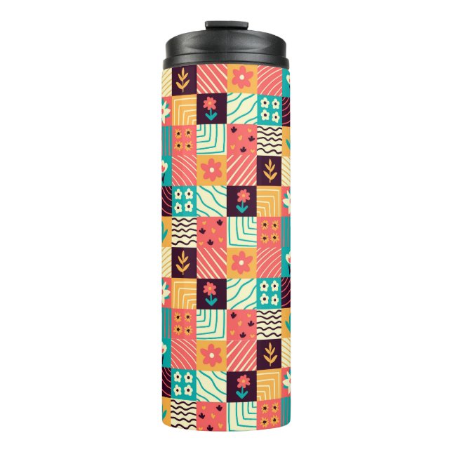 Abstraktes Mosaik Thermosbecher (Vorderseite)