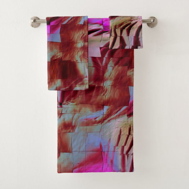 Abstraktes Mosaik zeichnend rustikal rosa und rost Badhandtuch Set (Insitu)