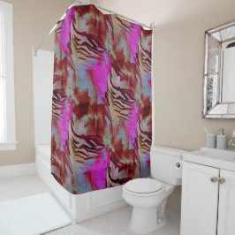 Abstraktes Mosaik zeichnend rustikal rosa und rost Duschvorhang