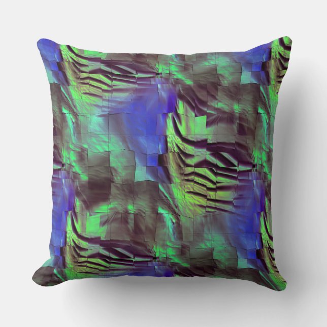 Abstraktes Mosaik zeichnend rustikales Grün und Bl Kissen (Vorderseite)