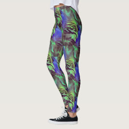 Abstraktes Mosaik zeichnend rustikales Grün und Bl Leggings