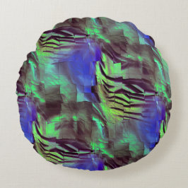 Abstraktes Mosaik zeichnend rustikales Grün und Bl Rundes Kissen