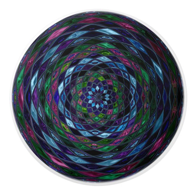 Abstraktes Mosaikglas #11 Keramikknauf (Vorderseite)