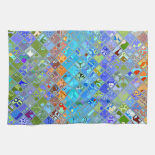 Abstraktes Mosaikglas-Muster Geschirrtuch