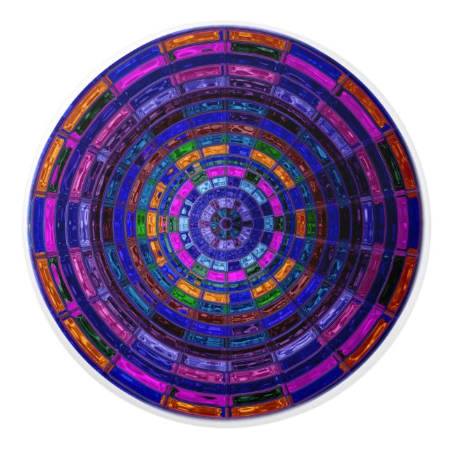 Abstraktes Mosaikglas Nr. 9 Keramikknauf (Vorderseite)