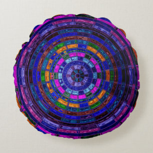 Abstraktes Mosaikglas Nr. 9 Rundes Kissen