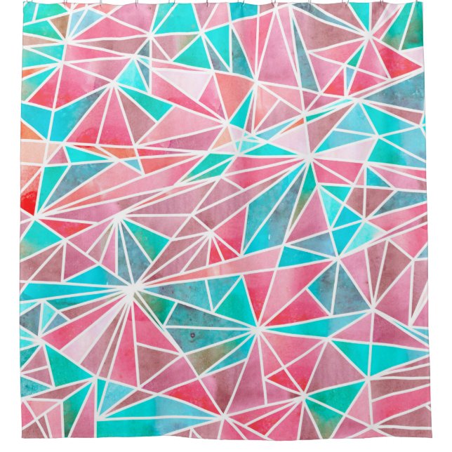 Abstraktes Mosaikmuster Duschvorhang (Vorderseite)