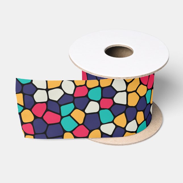 Abstraktes Mosaikmuster Satinband (Spule)