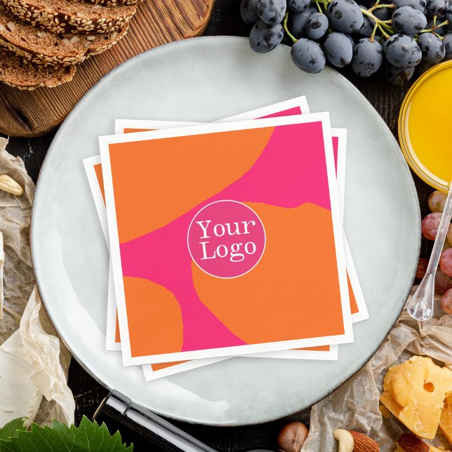 Abstraktes Motiv in Rosa und Orange mit Logo Serviette (Von Creator hochgeladen)