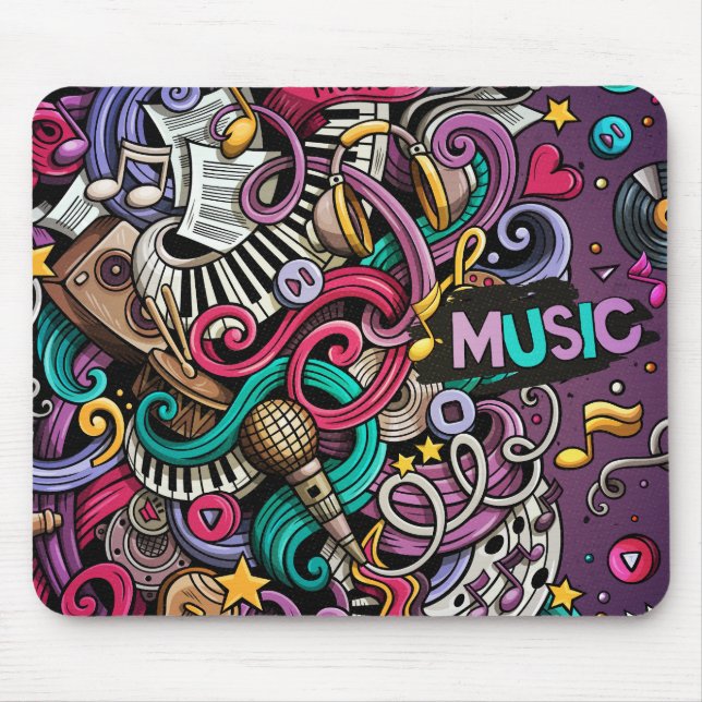 Abstraktes Musikdesign Mousepad (Vorne)