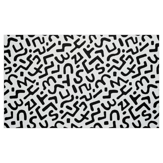 Abstraktes Muster 170822 - Schwarz auf Weiß Stoff (Fat Quarter (45,7 x 55,9 cm))