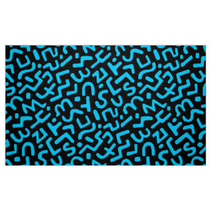 Abstraktes Muster 170822 - Sky Blue on Black Stoff