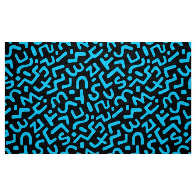 Abstraktes Muster 170822 - Sky Blue on Black Stoff (Fat Quarter (45,7 x 55,9 cm))