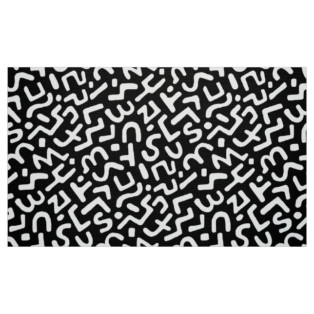 Abstraktes Muster 170822 - Weiß auf Schwarz Stoff (Fat Quarter (45,7 x 55,9 cm))