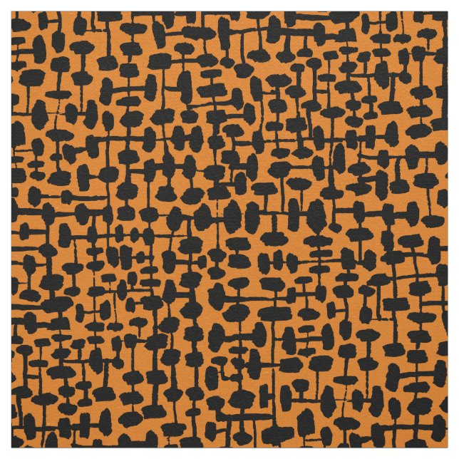 Abstraktes Muster 190621 Schwarz auf Orange Stoff (Muster)