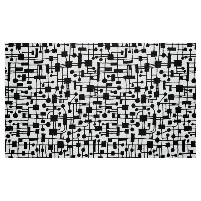 Abstraktes Muster 20517 - Schwarz auf Weiß Stoff (Fat Quarter (45,7 x 55,9 cm))