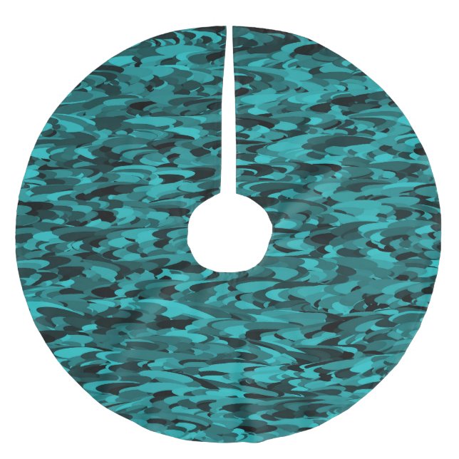 Abstraktes Muster Aquamarin Polyester Weihnachtsbaumdecke (Vorderseite)