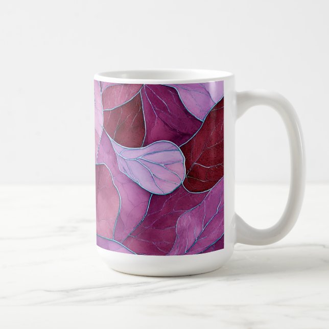 Abstraktes Muster aus lila Blättern Kaffeetasse (Rechts)