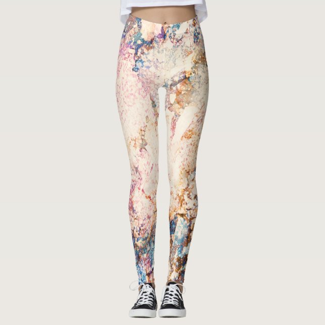 Abstraktes Muster aus Marmorflüssigkeiten Leggings (Vorderseite)
