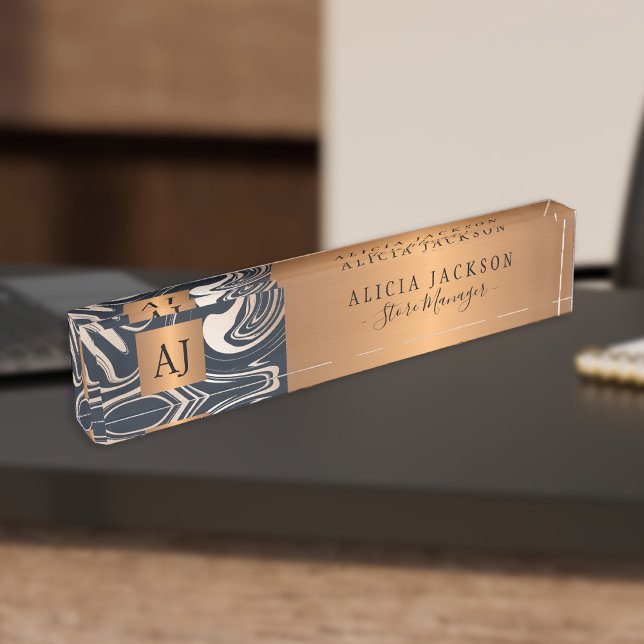 Abstraktes Muster aus modernem Marmor, schwarz, go Namensplakette (Von Creator hochgeladen)