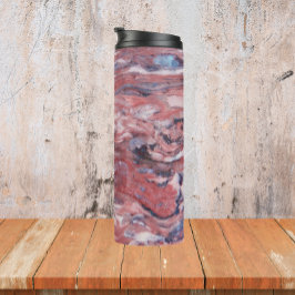 Abstraktes Muster aus rotem Mineralstein Thermosbecher