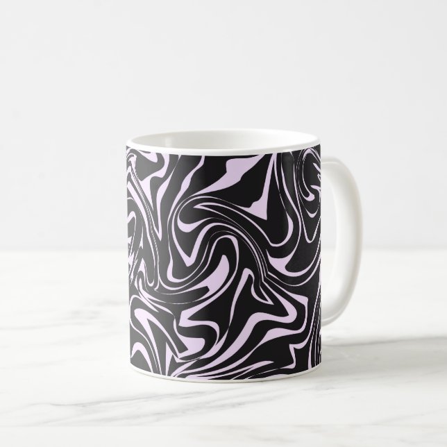 Abstraktes Muster aus schwarzem und rosa Marmor Kaffeetasse (VorderseiteRechts)