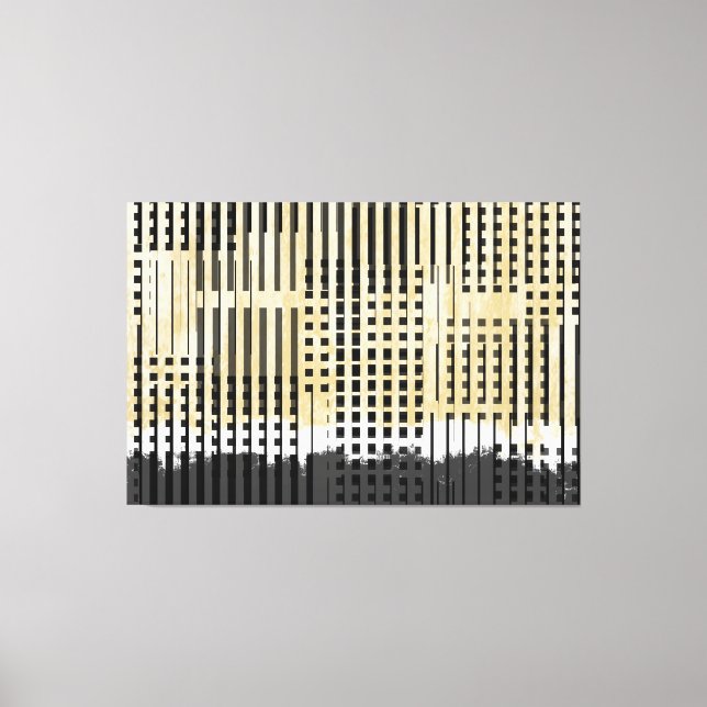 Abstraktes Muster aus Weiß, Gelb und Schwarz Leinwanddruck (Vorderseite)