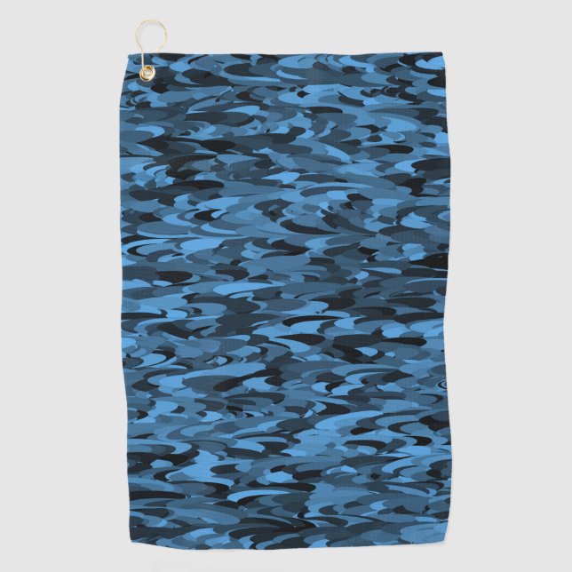 Abstraktes Muster Blau Golfhandtuch (Vorderseite)