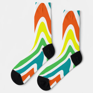 Abstraktes Muster Blau-Orange-Gelb Socken
