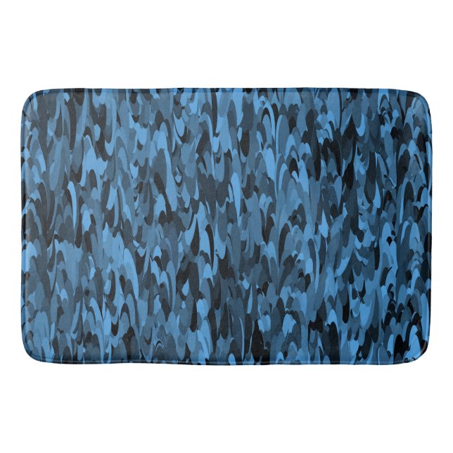 Abstraktes Muster Blau Schwarz Badematte (Vorderseite)