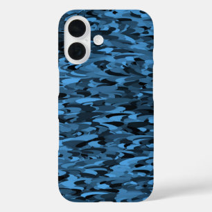 Abstraktes Muster Blau Schwarz iPhone 16 Hülle