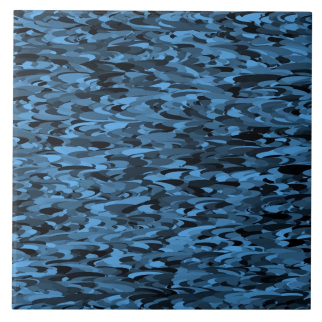 Abstraktes Muster Blau Schwarz Fliese (Vorderseite)