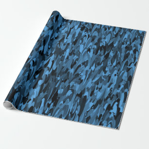 Abstraktes Muster Blau Schwarz Geschenkpapier