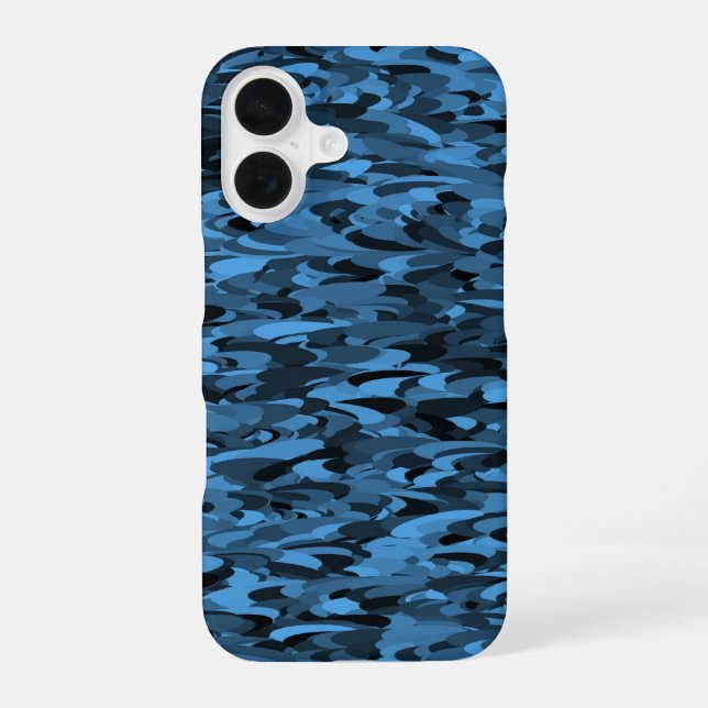 Abstraktes Muster Blau Schwarz iPhone 16 Hülle (Rückseite)