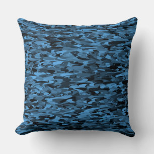 Abstraktes Muster Blau Schwarz Kissen