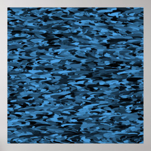 Abstraktes Muster Blau Schwarz Poster