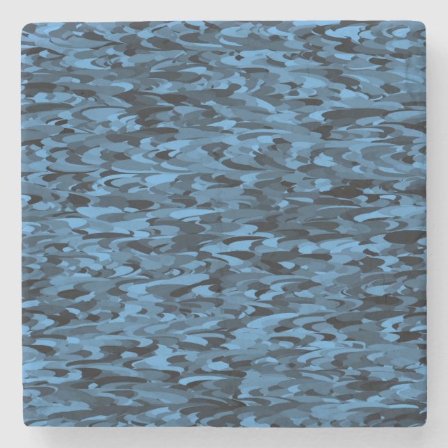 Abstraktes Muster Blau Schwarz Steinuntersetzer (Vorderseite)