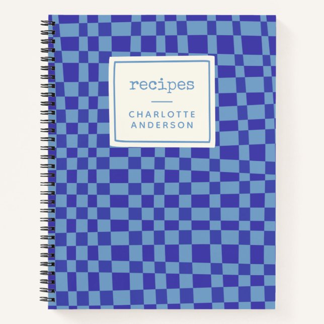 Abstraktes Muster Blaues Rezept Notizbuch (Vorderseite)