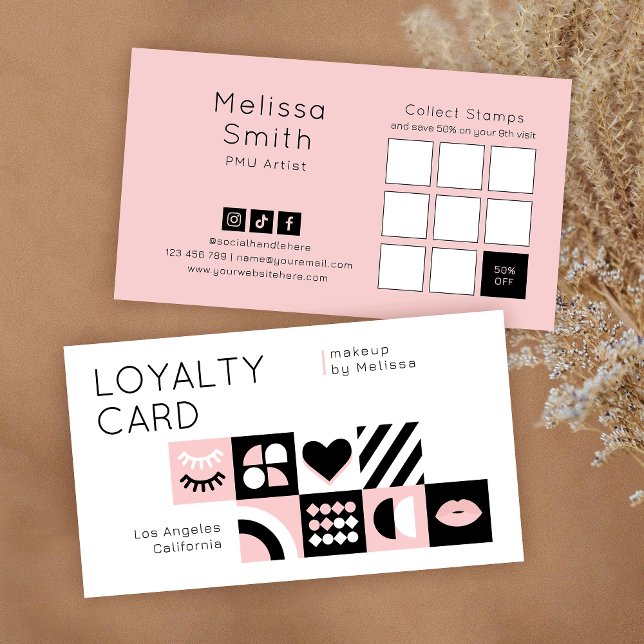 Abstraktes Muster Blush Pink Makeup Artist Wimpern Treuekarte (Von Creator hochgeladen)