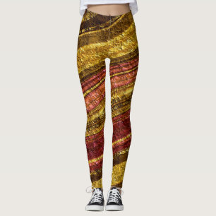 Abstraktes Muster, braun und gelb, Textur, rot Leggings