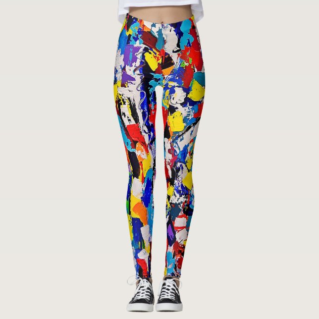 Abstraktes Muster-bunter Farben-Mehrfarbenklecks Leggings (Vorderseite)