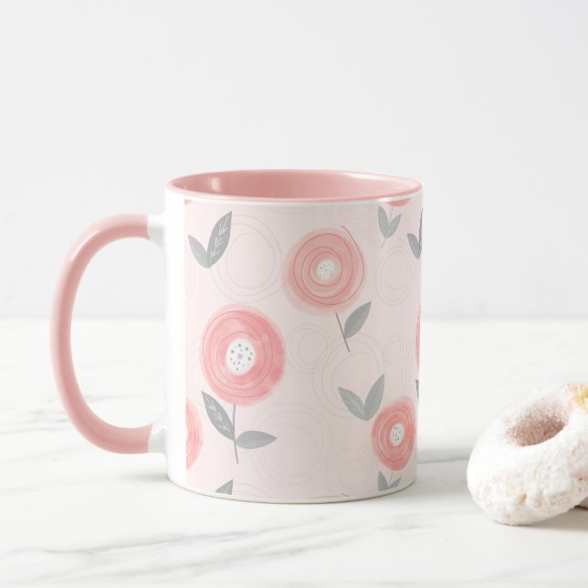 Abstraktes Muster der Blume Tasse (Mit Donut)