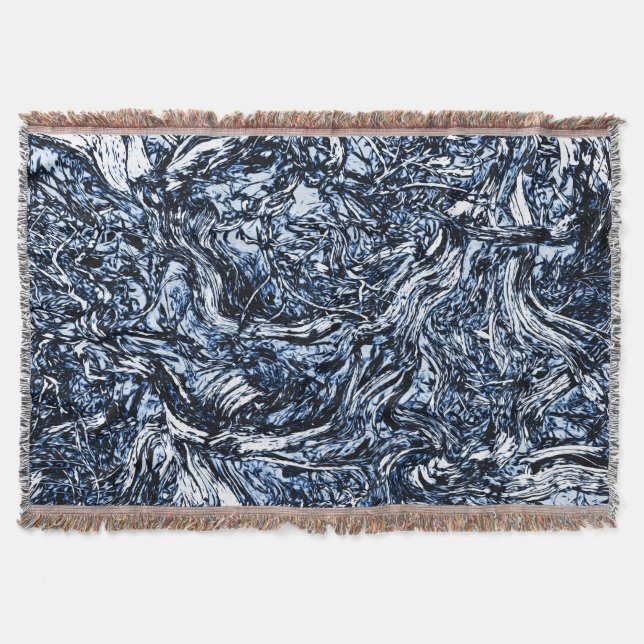 Abstraktes Muster der Navy Blue Nature Decke (Vorderseite)