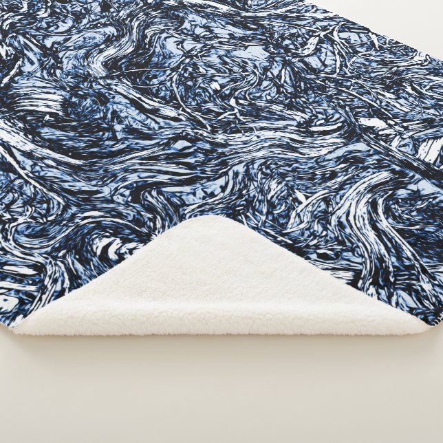 Abstraktes Muster der Navy Blue Nature Sherpadecke (3/4)