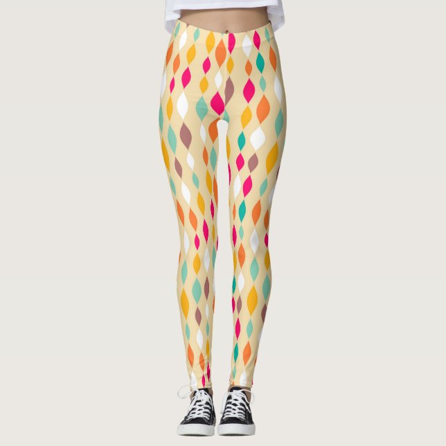 Abstraktes Muster der Retro Art Leggings (Vorderseite)