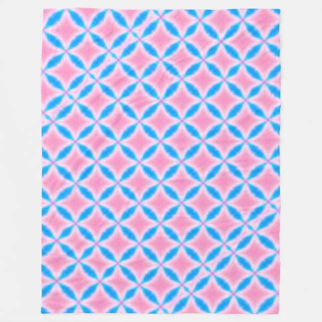 Abstraktes Muster der rosa und blauen Quadrate Fleecedecke (Vorderseite)