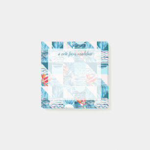 Abstraktes Muster der tropischen Aquamarinen Geome Post-it Klebezettel