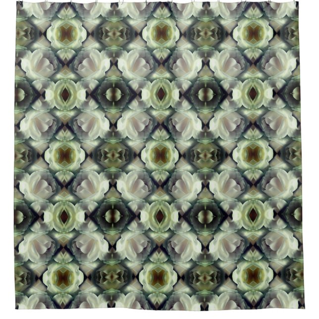 Abstraktes Muster der weißen Rose Duschvorhang (Vorderseite)